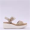 Rieker Woven Strap Wedge Sandal - Beige Multi